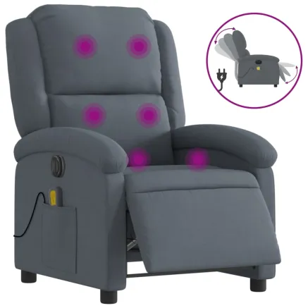 Fauteuil inclinable de massage électrique gris foncé velours 2
