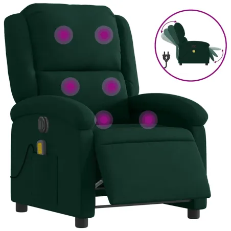 Fauteuil inclinable de massage électrique vert foncé velours