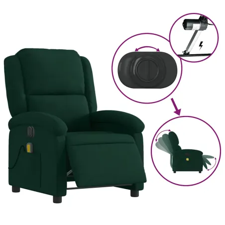 Fauteuil inclinable de massage électrique vert foncé velours