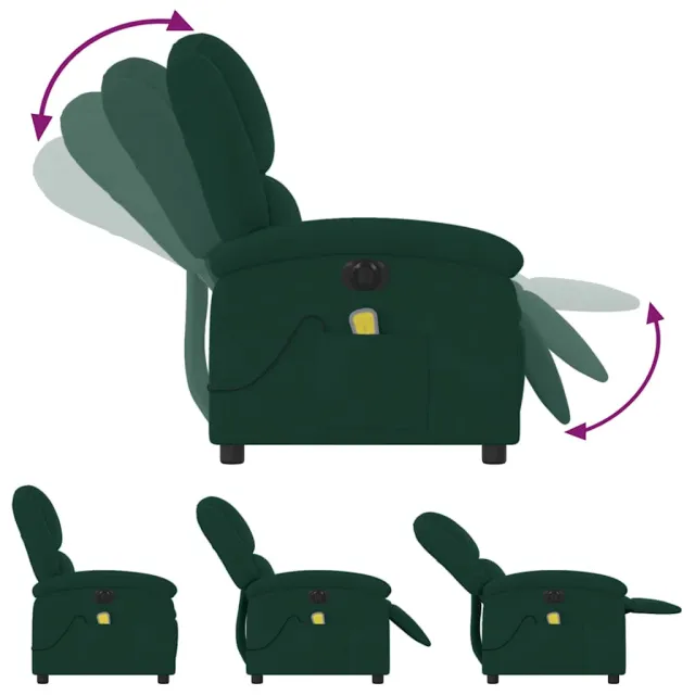 Fauteuil inclinable de massage électrique vert foncé velours