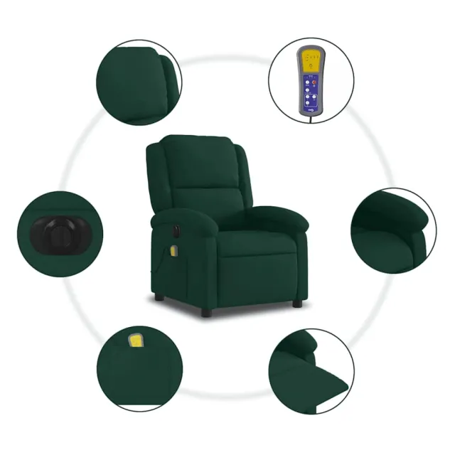 Fauteuil inclinable de massage électrique vert foncé velours