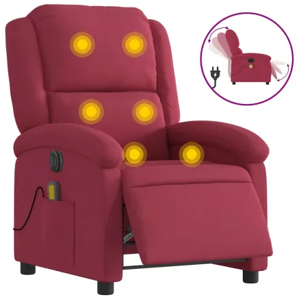 Fauteuil inclinable massage électrique rouge bordeaux velours 2