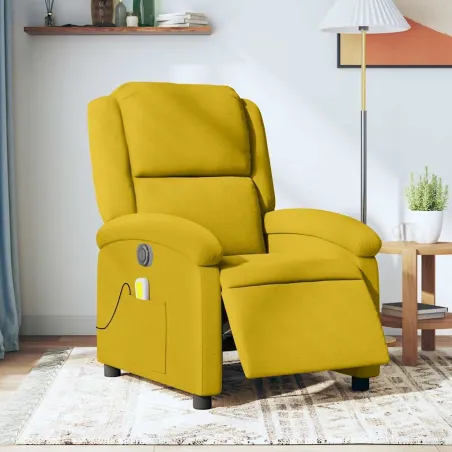 Fauteuil inclinable de massage électrique jaune velours