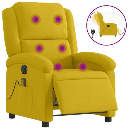 Fauteuil inclinable de massage électrique jaune velours 2