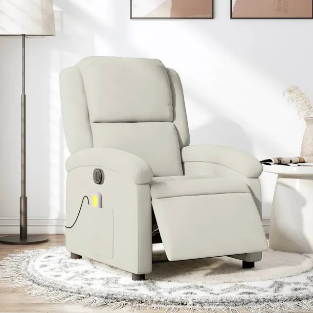 Fauteuil inclinable de massage électrique crème velours
