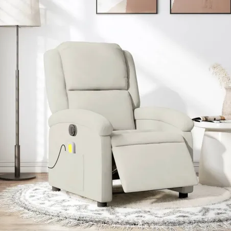 Fauteuil inclinable de massage électrique crème velours