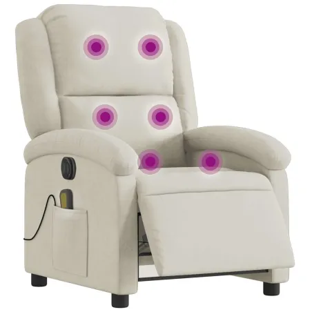 Fauteuil inclinable de massage électrique crème velours