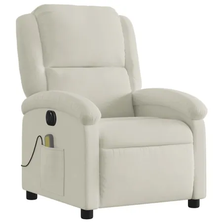 Fauteuil inclinable de massage électrique crème velours