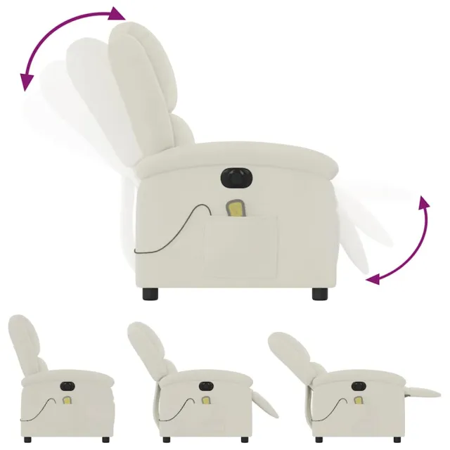 Fauteuil inclinable de massage électrique crème velours