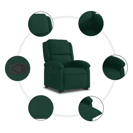 Fauteuil inclinable Vert foncé Velours