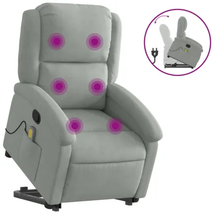 Fauteuil de massage inclinable Gris clair Velours 2