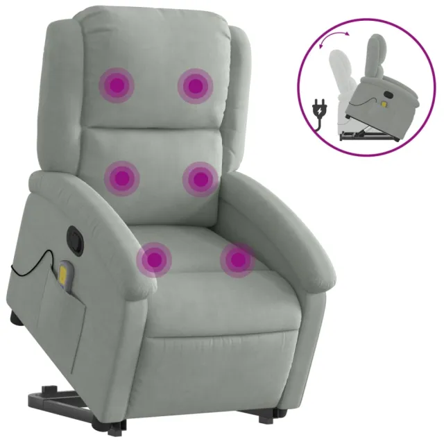 Fauteuil de massage inclinable Gris clair Velours