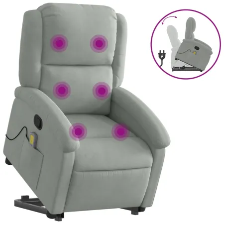 Fauteuil de massage inclinable Gris clair Velours