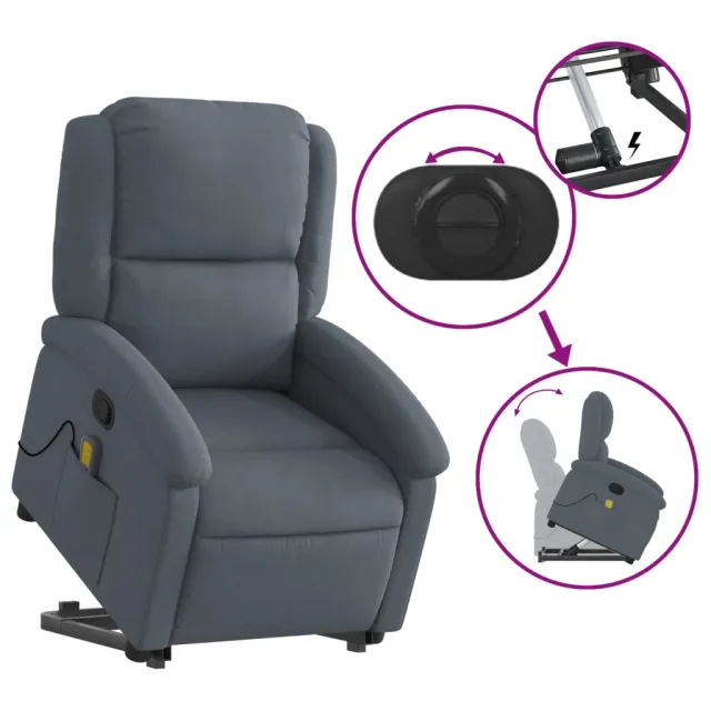 Fauteuil de massage inclinable Gris foncé Velours