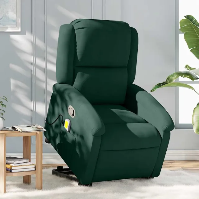 Fauteuil de massage inclinable Vert foncé Velours