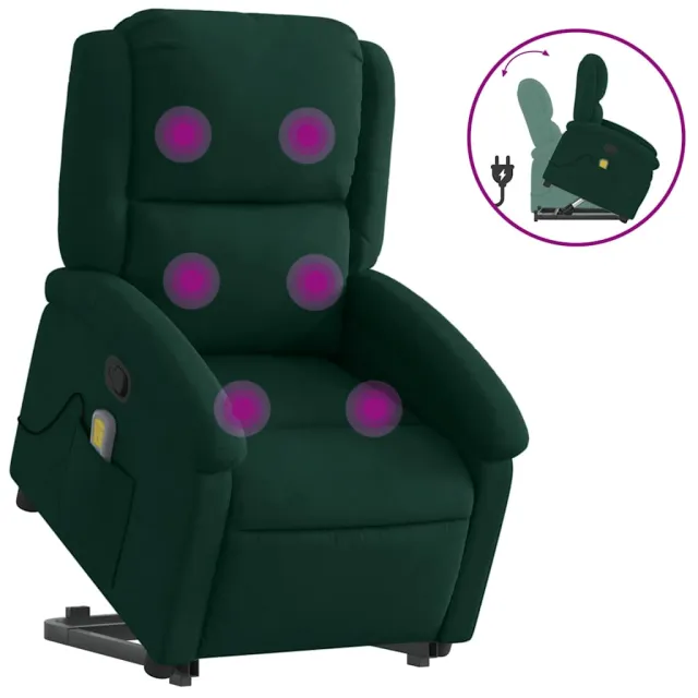 Fauteuil de massage inclinable Vert foncé Velours