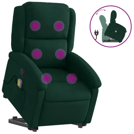 Fauteuil de massage inclinable Vert foncé Velours