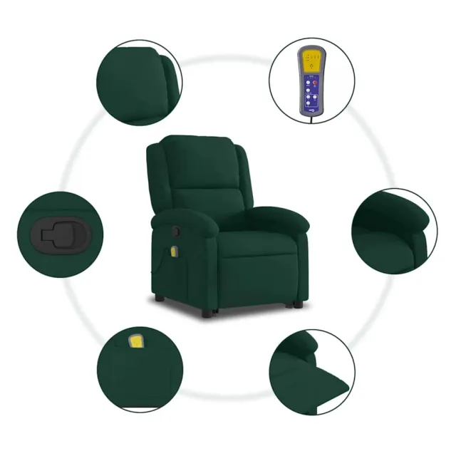 Fauteuil de massage inclinable Vert foncé Velours