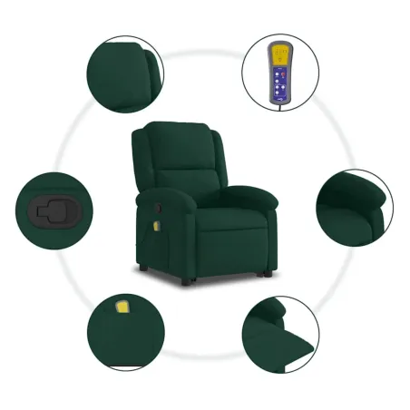 Fauteuil de massage inclinable Vert foncé Velours