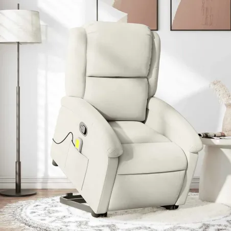 Fauteuil de massage inclinable Crème Velours