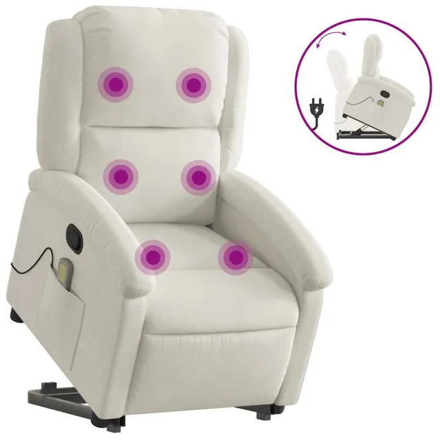 Fauteuil de massage inclinable Crème Velours