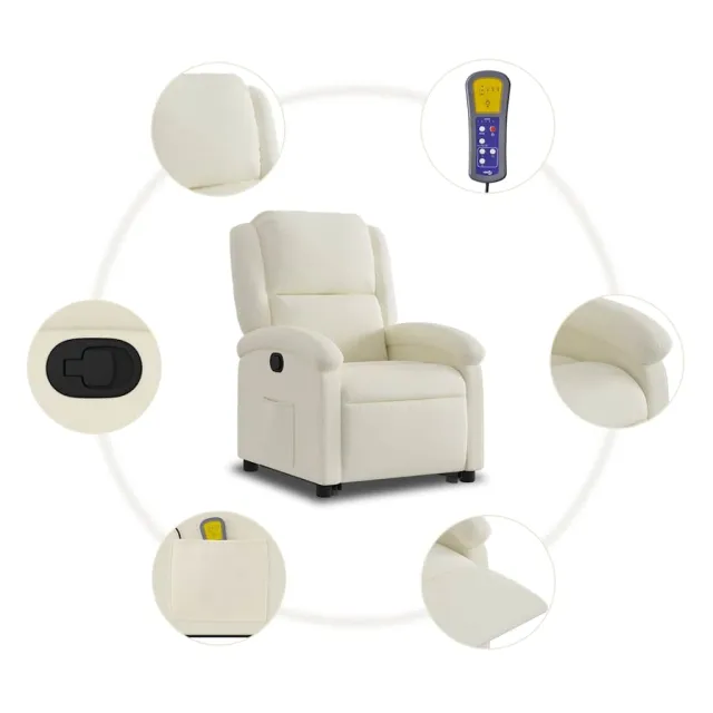 Fauteuil de massage inclinable Crème Velours