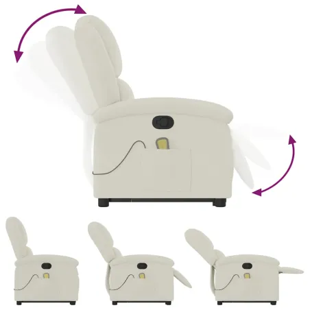 Fauteuil de massage inclinable Crème Velours