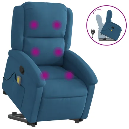 Fauteuil de massage inclinable Bleu Velours 2