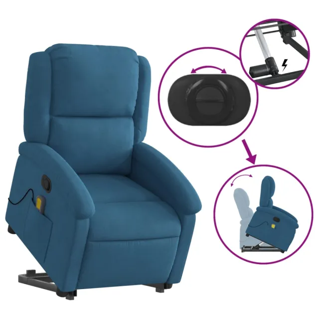 Fauteuil de massage inclinable Bleu Velours