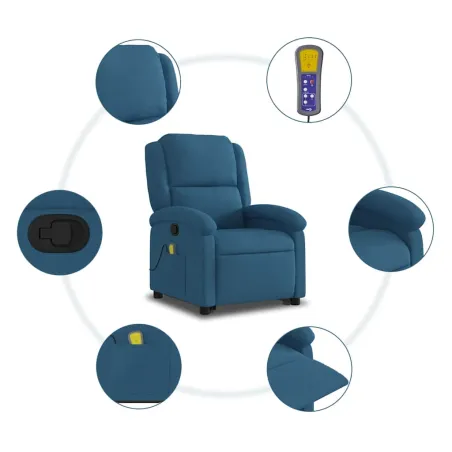 Fauteuil de massage inclinable Bleu Velours