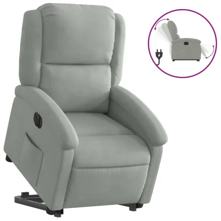 Fauteuil inclinable électrique gris clair velours 2