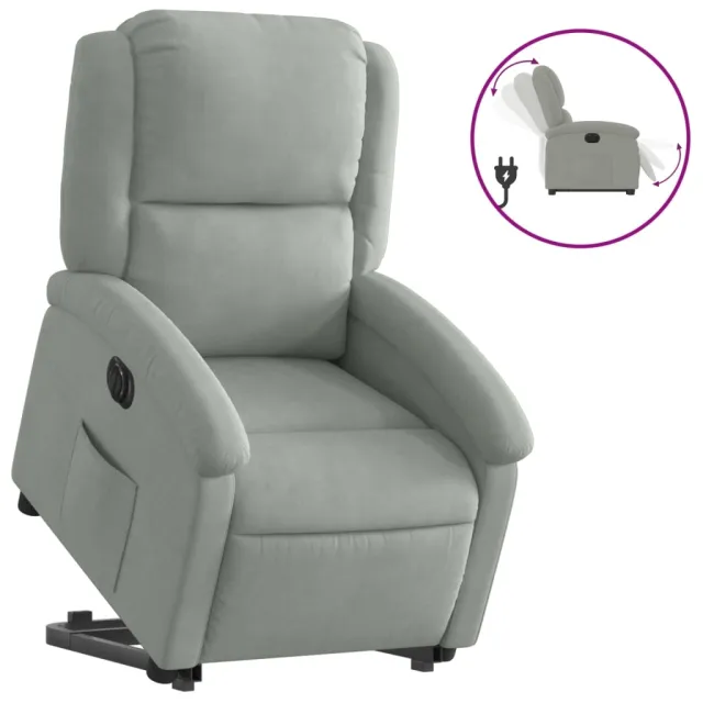 Fauteuil inclinable électrique gris clair velours
