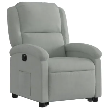 Fauteuil inclinable électrique gris clair velours