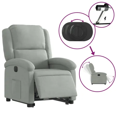 Fauteuil inclinable électrique gris clair velours