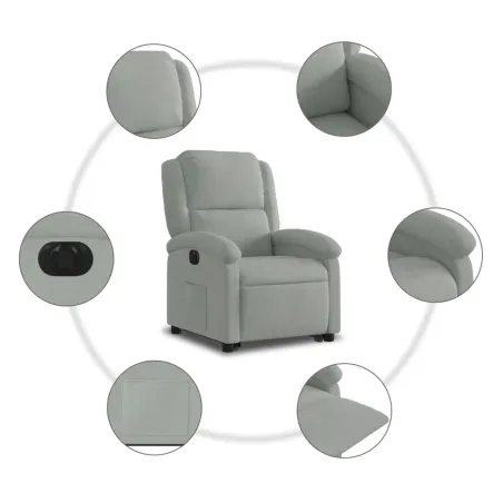 Fauteuil inclinable électrique gris clair velours