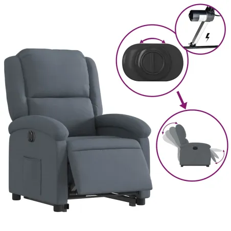 Fauteuil inclinable électrique gris foncé velours