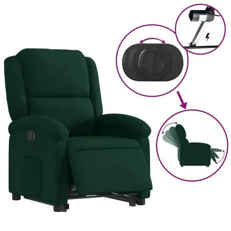 Fauteuil inclinable électrique vert foncé velours