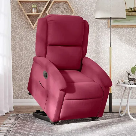 Fauteuil inclinable électrique rouge bordeaux velours