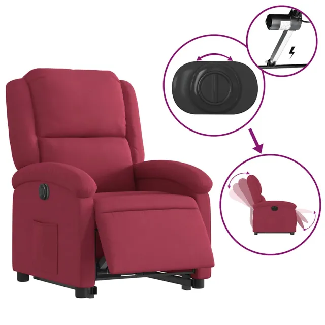 Fauteuil inclinable électrique rouge bordeaux velours