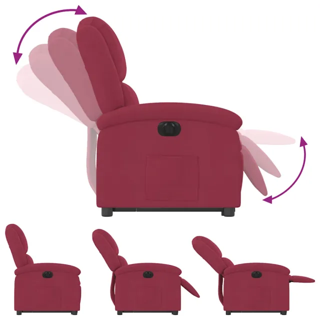 Fauteuil inclinable électrique rouge bordeaux velours