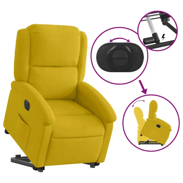 Fauteuil inclinable électrique jaune Velours