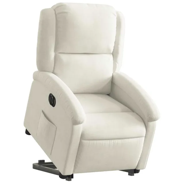 Fauteuil inclinable électrique crème velours