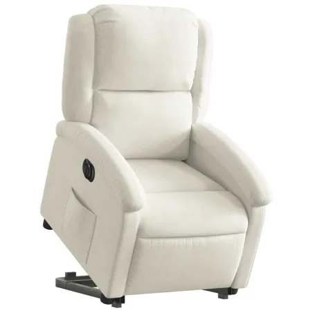 Fauteuil inclinable électrique crème velours