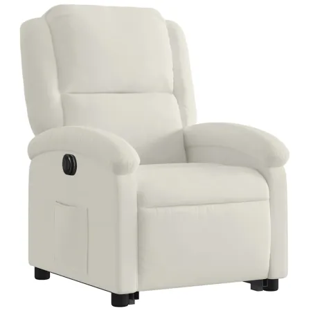 Fauteuil inclinable électrique crème velours