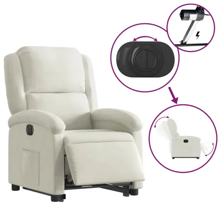 Fauteuil inclinable électrique crème velours