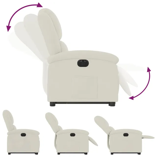 Fauteuil inclinable électrique crème velours