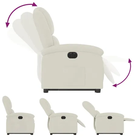 Fauteuil inclinable électrique crème velours
