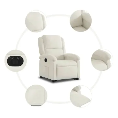 Fauteuil inclinable électrique crème velours