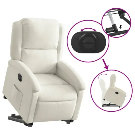 Fauteuil inclinable électrique crème velours