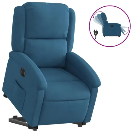 Fauteuil inclinable électrique bleu velours 2